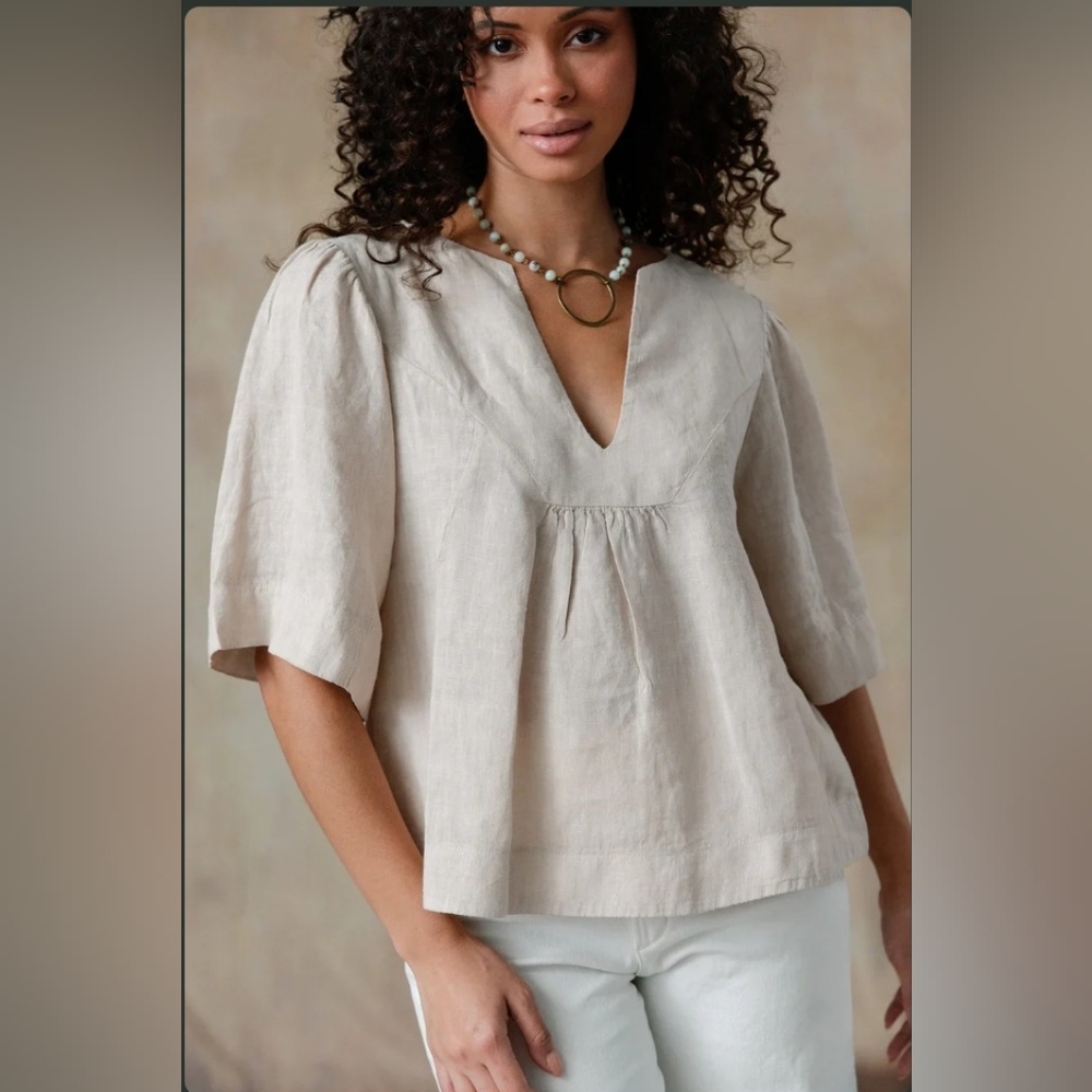 Made In Italy Cobblestone Living Arianna 100% Linen Top